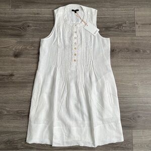 QUINCE 100% European Linen Swing Mini Dress XS White Coastal Minimalist Boho NWT